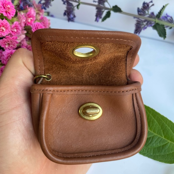 Vintage Coach Mini City Key Fob Coin Purse In British Tan Leather 7105- VGC - Picture 3 of 16